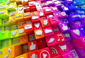  social, media, icons, 3d, cubes, colorful, , ,  , 