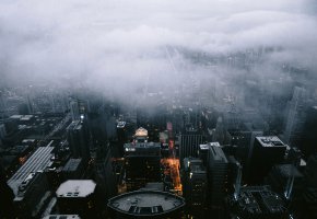  Architecture, Landscape, Fog, Clouds, City, Scape, Chicago