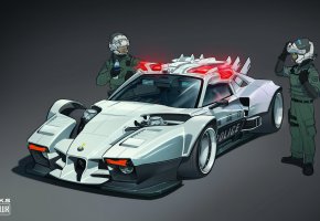  by Khyzyl Saleem, Neo Tokio, Poilce, ferrari